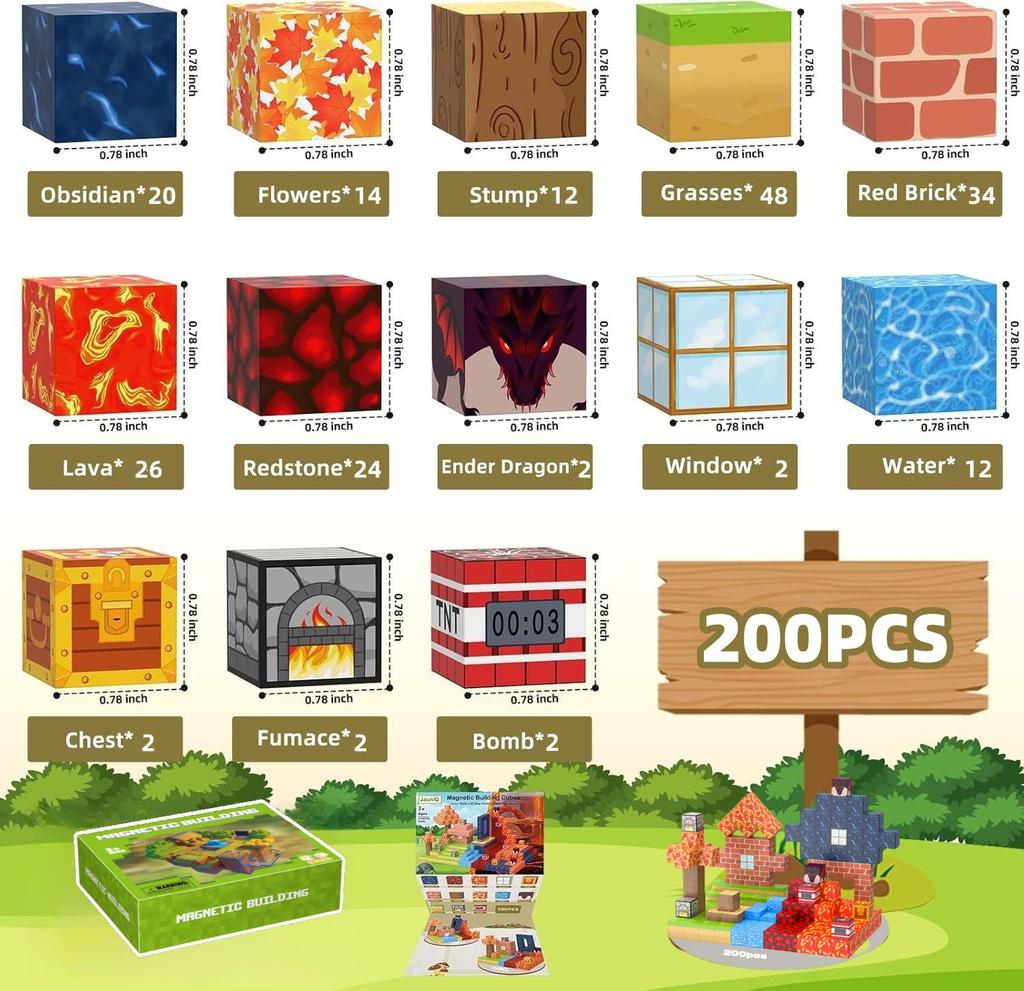 Magic Magnetic Forest Blocks - Magnetic Cube Building Set for Kids