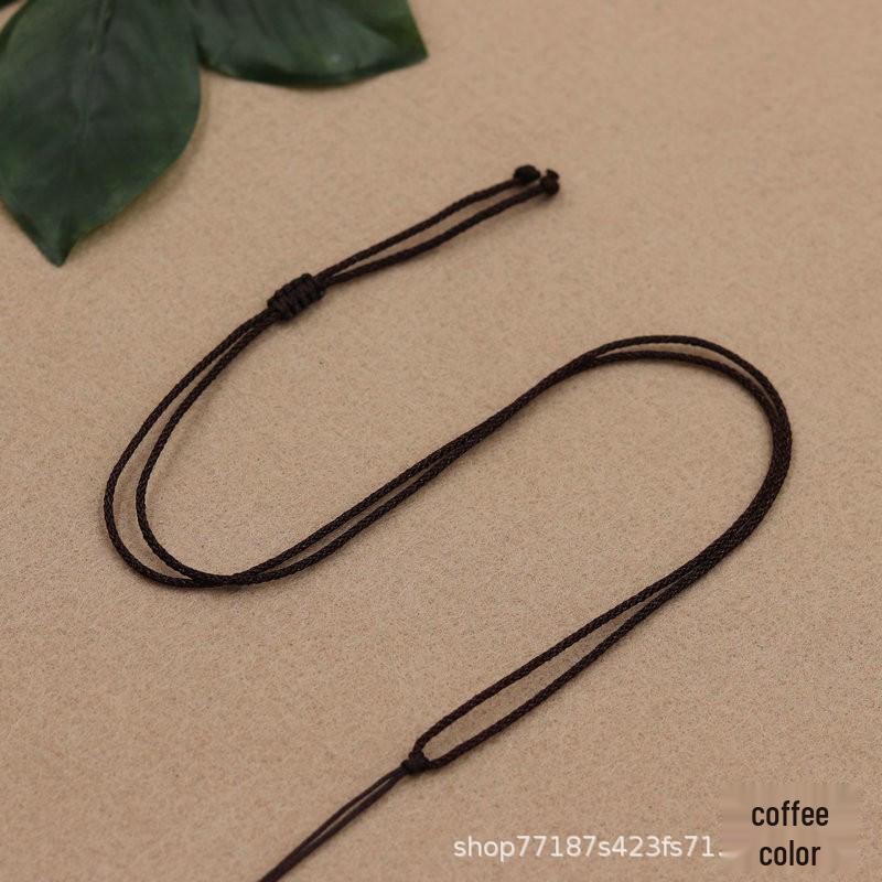 Handmade Ethnic Jade Pendant Necklace with DIY Flat Knot Rope чёрный