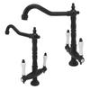 Antique Brass Basin Faucet Double Handle One Hole European Style Hot and Cold Water Tap for
