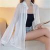 Pearlescent Bright Yarn Sunscreen Shirt Women's 1116 Summer Design Sense Thin Slightly Transparent Long-sleeved Chic Casual Loose Shirt