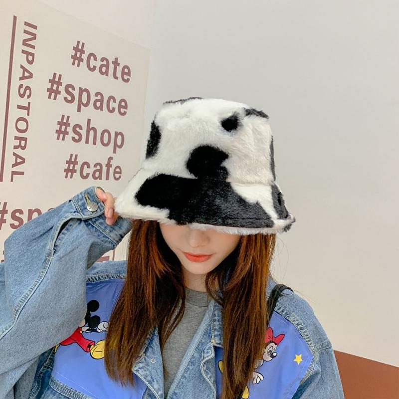 Cow Plush Fisherman Cap Soft Warm Hat Autumn Winter Outdoor Trend Fisherman Hats