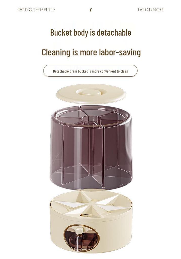 Rotating Grain Storage Box: Insect- and Moisture-Proof Sealed Rice Container with Dividers.