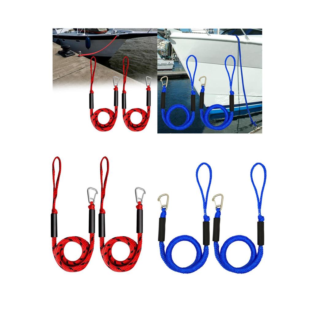 2 X Bungee Dock Line 122cm Accessories Nylon Loops with Clips Mooring Lines