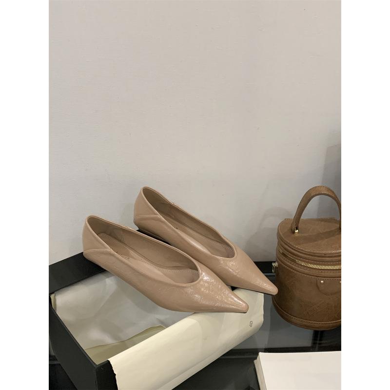 Französische spitze Stiletto High Heels Damen 2025 neu aprikosenfarben heller Mund einzelne Schuhe Damen