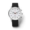 TRIWA Graphic Neville GRAPHIC NEVIL Two-Strap Chronograph Watch for Men and Women (Unisex) with Black Calfskin Canvas Strap, White Dial, Made in Japan