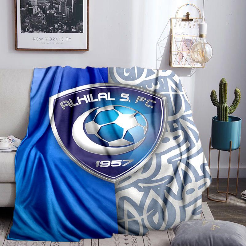 Al Hilal FC Crest Blanket Lightweight Flannel Bedding Blanket Perfect for Travel, Camping, Living Rooms, Offices, Sofas, Fan Christmas Gift