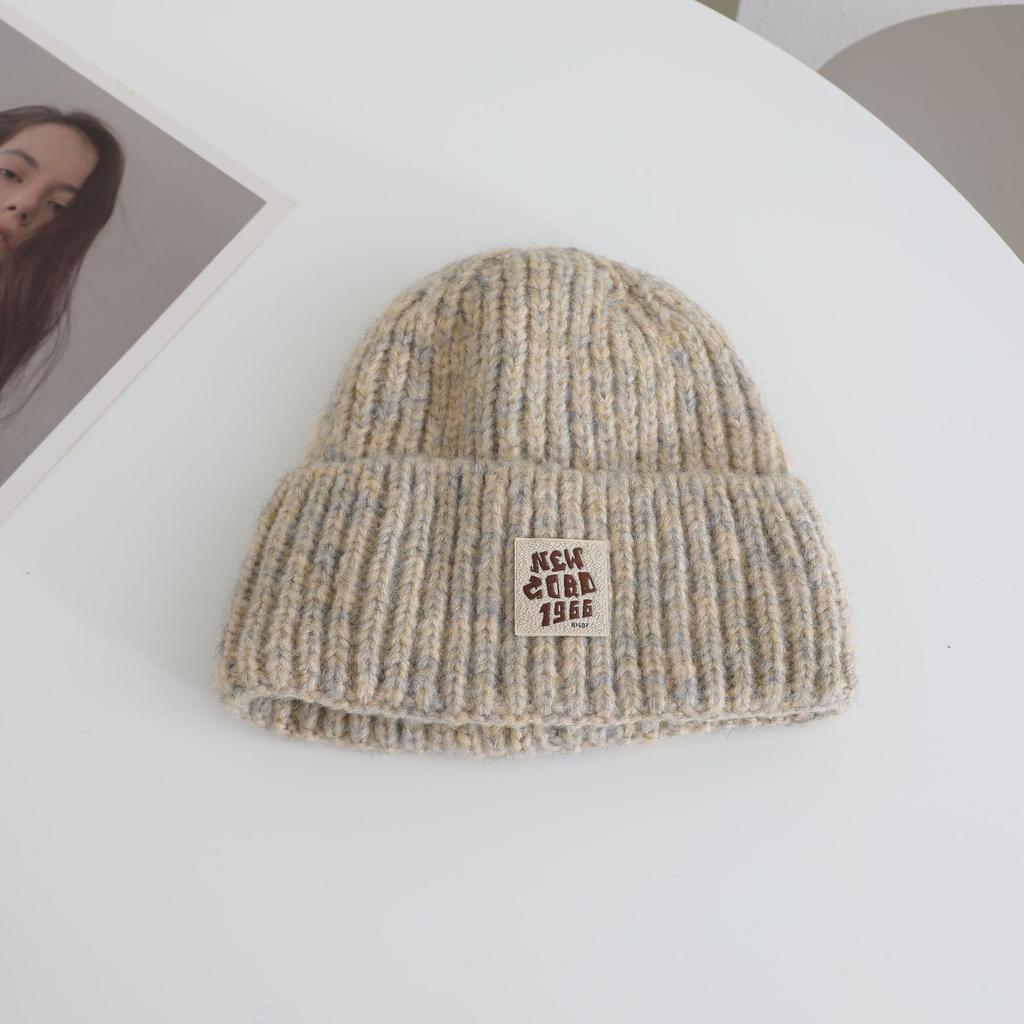 Letter labeled Knitted Hat for Women's Autumn and Winter New Collection Warm Thickened Cold Hat That Looks Good on The Face Small Ear Protection