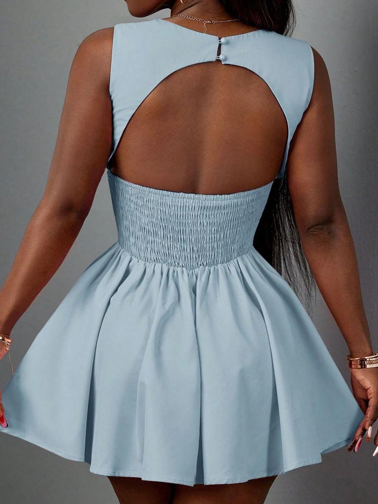 2026 European & American Slimming Sleeveless Square Neck Puffy Dress - Spicy Girl Style Fashion