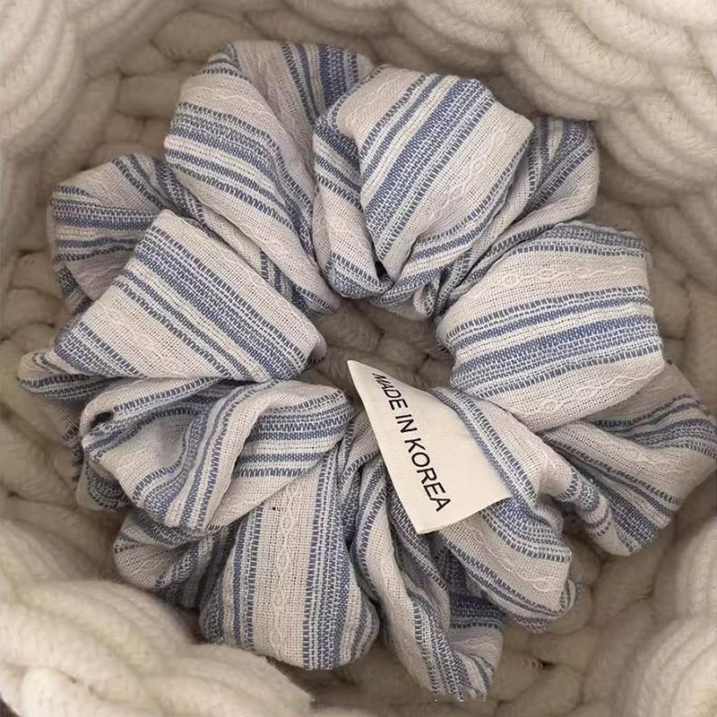 Women Korean Stripe Rubber Band Scrunchies Elegant Simple Elastic Hair Rings Ponytail Tie Sweet Hair Ornament Accessories Headband