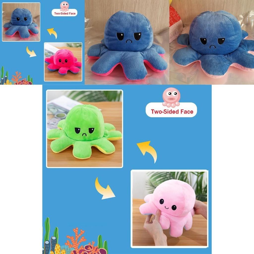 Adorable Double-sided Flip Reversible Octopus Plush Toy In Soft And Lifelike Style