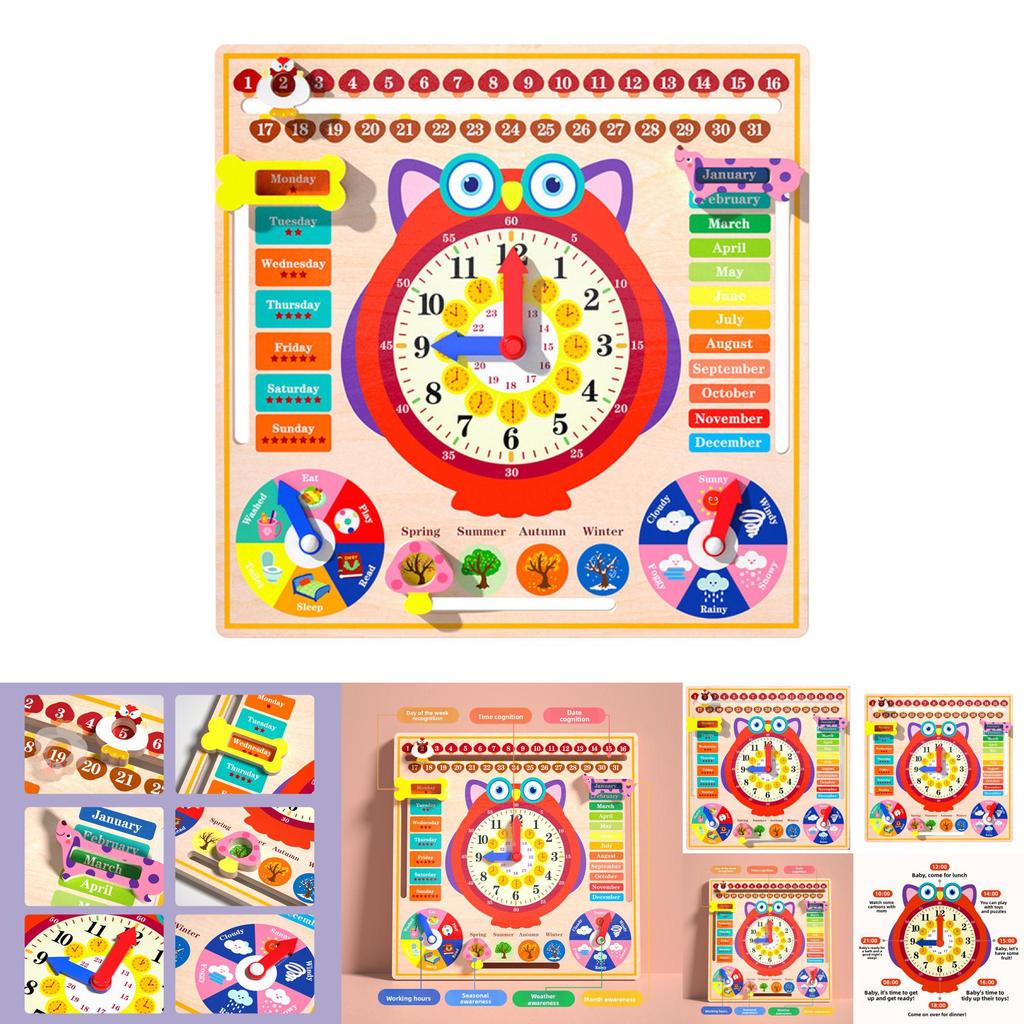 Wooden Calendar Clock Puzzle For Kids Educational Learning Toy For Preschool