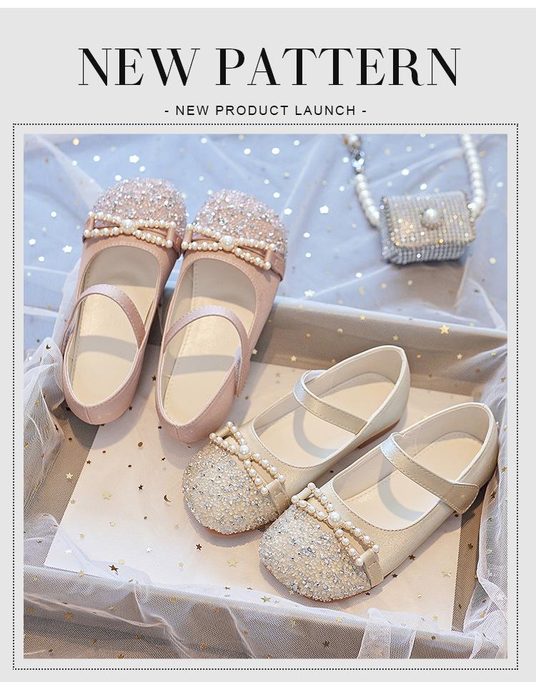 Girls' princess shoes 2025 spring and autumn rhinestone single shoes baby small leather shoes children's shoes soft sole with dress shiny