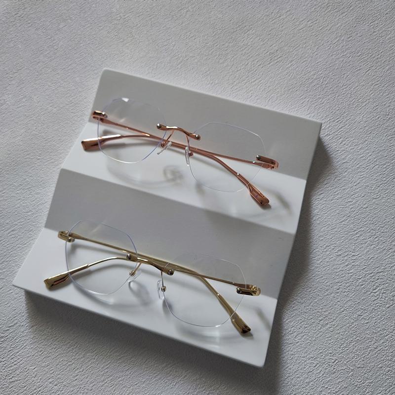 2pcs/Set Rimless Anti-blue Light Glasses For Women Men Fashion Designer Blue Light Blocking Computer Goggle Office Accessory