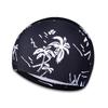 Adult Black Printed Fabric Swim Cap for Hot Springs