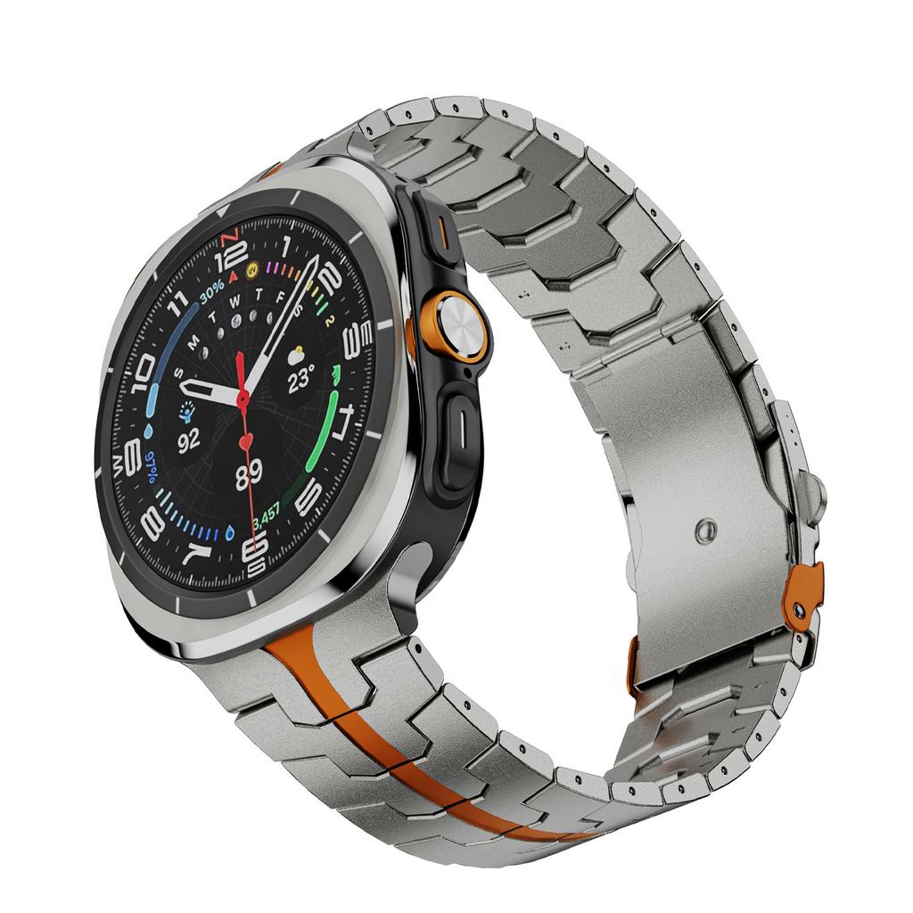 Titanium Orange Metal Band For Samsung Galaxy Watch Ultra 47mm 2025 Stainless Steel Metal Bracelet For GALAXY ultra 7 47MM Strap