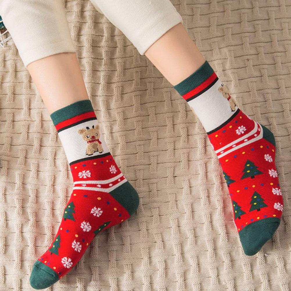 ANUFER 4 Pairs Womens Cotton Socks Cute Cartoon Christmas Festival Socks ANUFER 4 Pairs Womens Cotton Socks Cute Cartoon Christmas Festival Socks