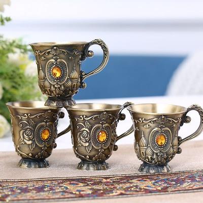 Light Luxury Engraved Bronze Wine Goblet – Vintage High Foot White Wine Glass for Home, Party & Bar