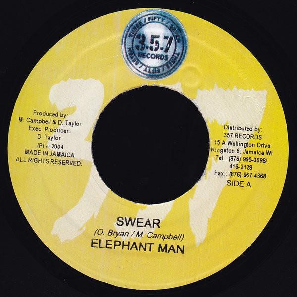 

7inch Record ELEPHANT MAN - Swear none 357 Records 2004 Jamaica Reggae, Ska & Dub Used