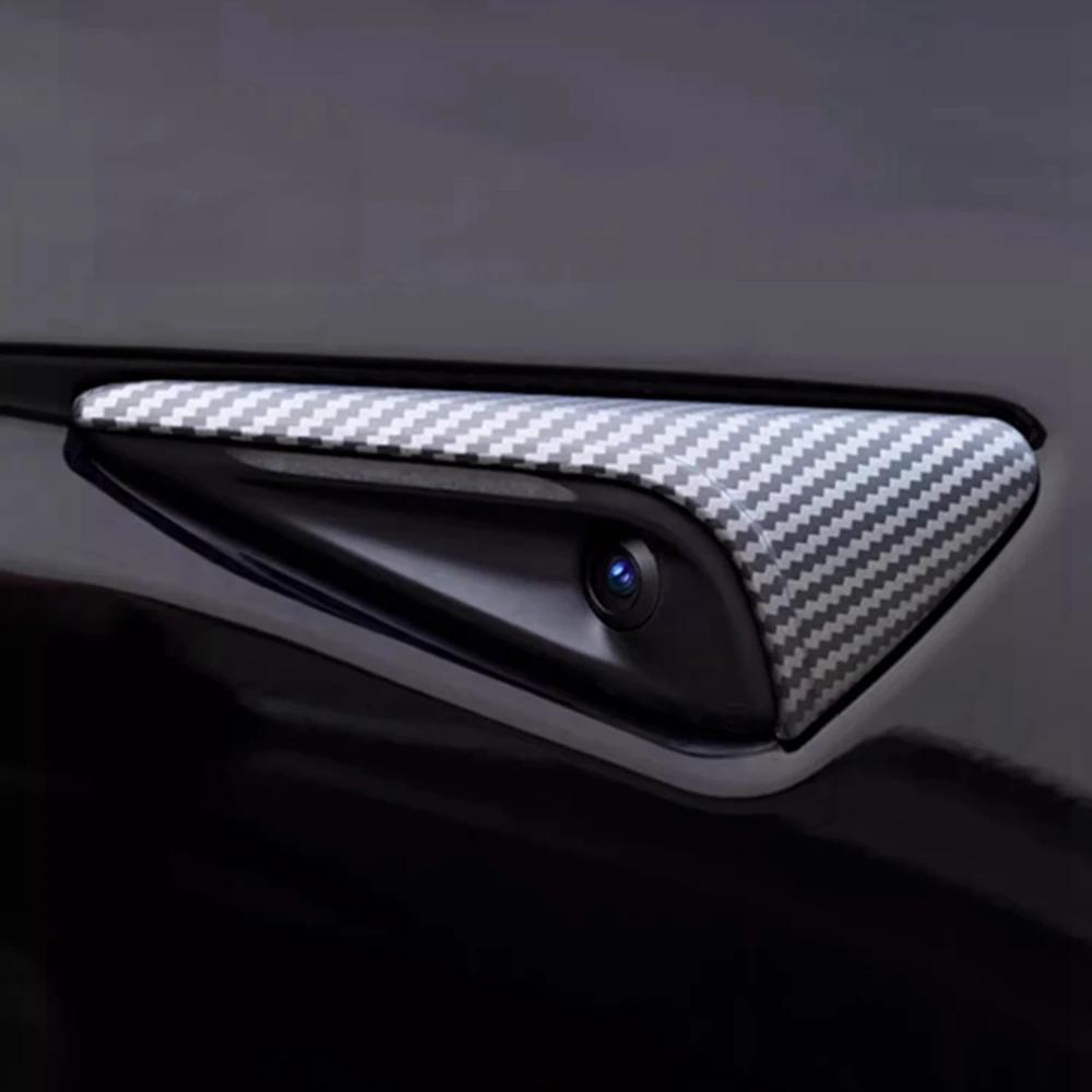 For Tesla Model 3 Y 2026 2026 Side Camera Protection Cover Fender Car Modification Accessories Matte Carbon Fiber Pattern Trim