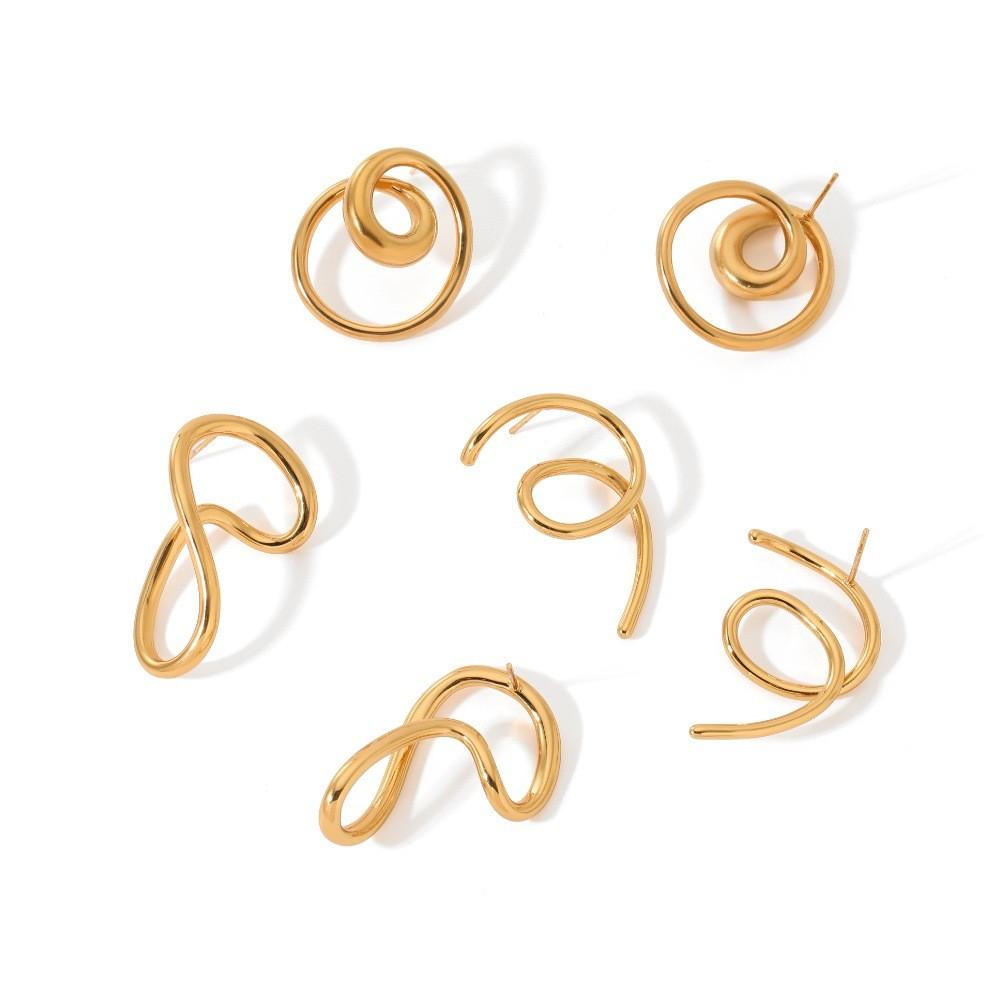 Minimalist Stainless Steel Geometric Earrings With Irregular Lines For Women Fashion Accessories