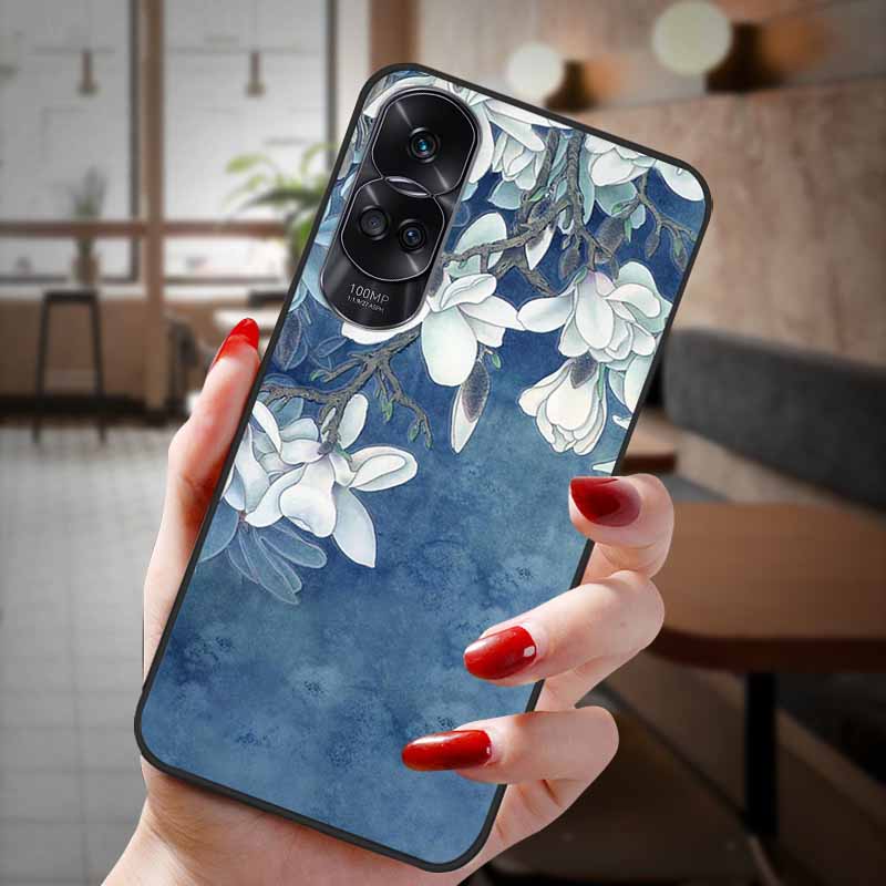 For Honor 90 Lite 5G Case 3D Flower Relief Emboss Silicon Back Cases For Honor 90 Cover Honor90 Pro 90Pro 90Lite Soft Protective