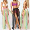 Women Swimwear Bikini Cover Ups Mesh Sheer See Through Beachwear High Waist Long Maxi Skirt