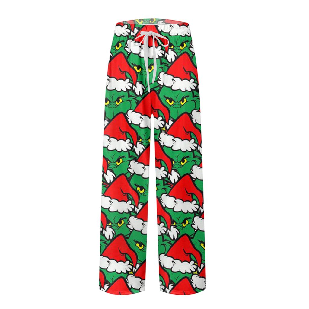 Men's Knitted Fashion Print Pocket Casual Pants Pajama Pants