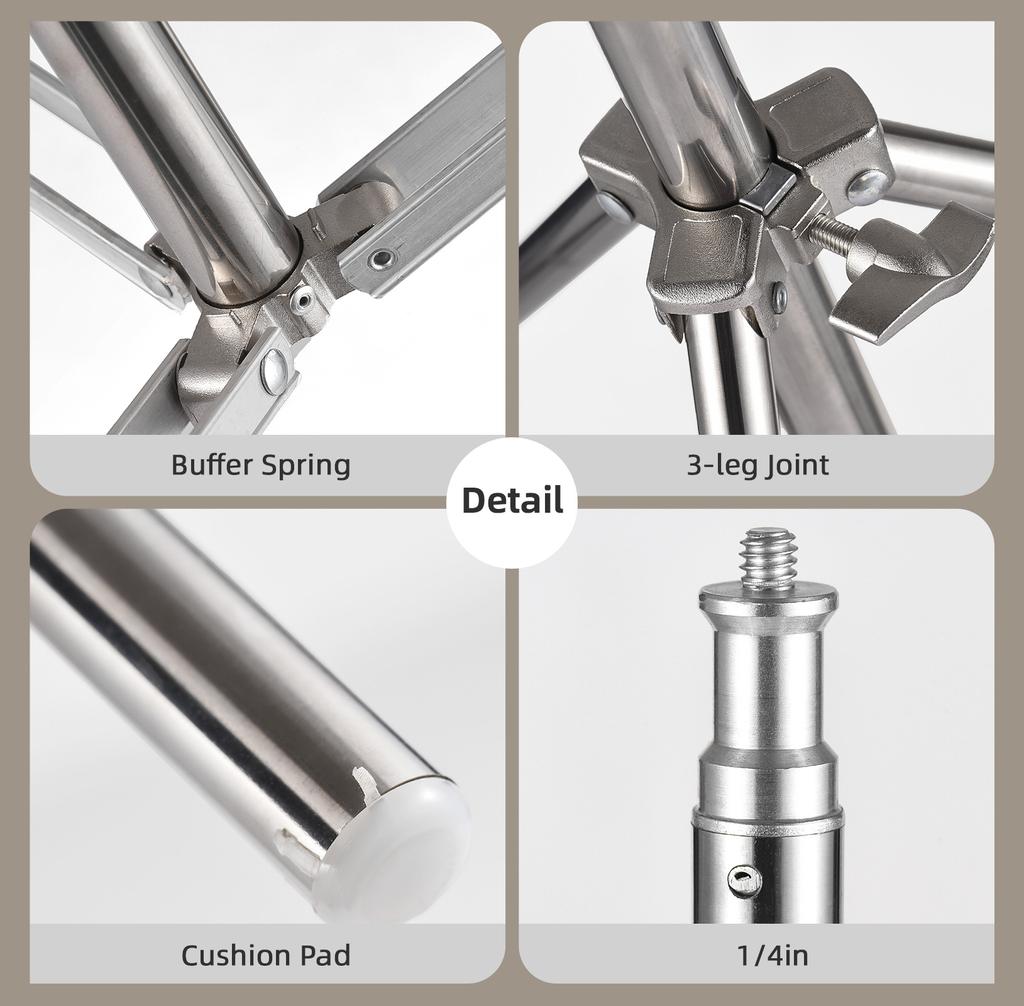 2M 79in Adjustable Metal Tripod Light Stand with 1 4in Screw Stainless Steel 2 Sections Adjustable 3kg 6.6lbs Load