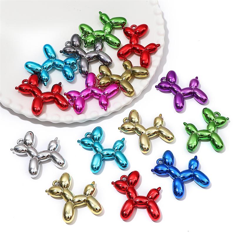 1/2pcs Acrylic Electroplated UV Balloon Dog Pendant Charms for DIY Jewelry Earring Bracelet Making