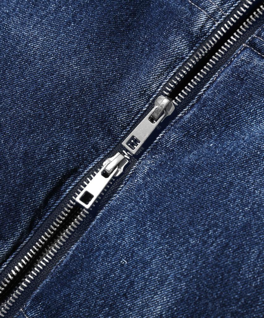 Trillion Denim Washed Biker Padded Jacket_Middle Blue