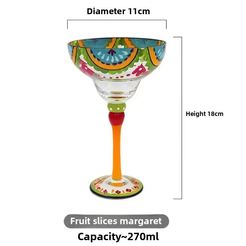 Ručně vyráběná Barevná Sada Sklenic na Margaritu a Šampaňský Koktejl Kreativní Design pro Domácí Bar Svatba Elegantní Unikátní Sklenice