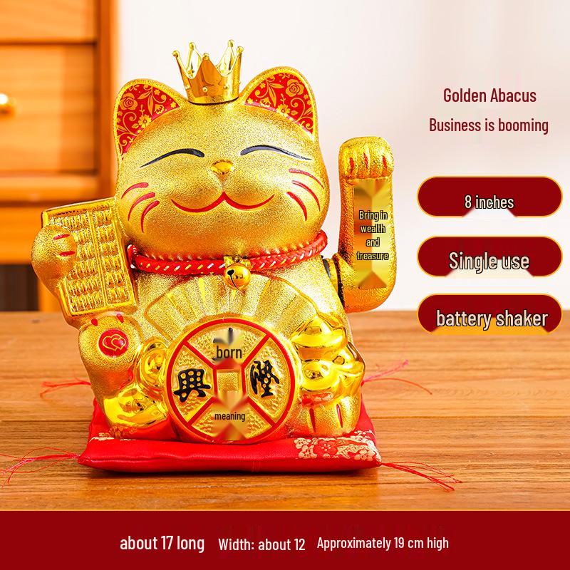 Ceramic Lucky Cat Figurine with Waving Hand – Customizable Gold Shop Gift for 2026 Opening Ceremony