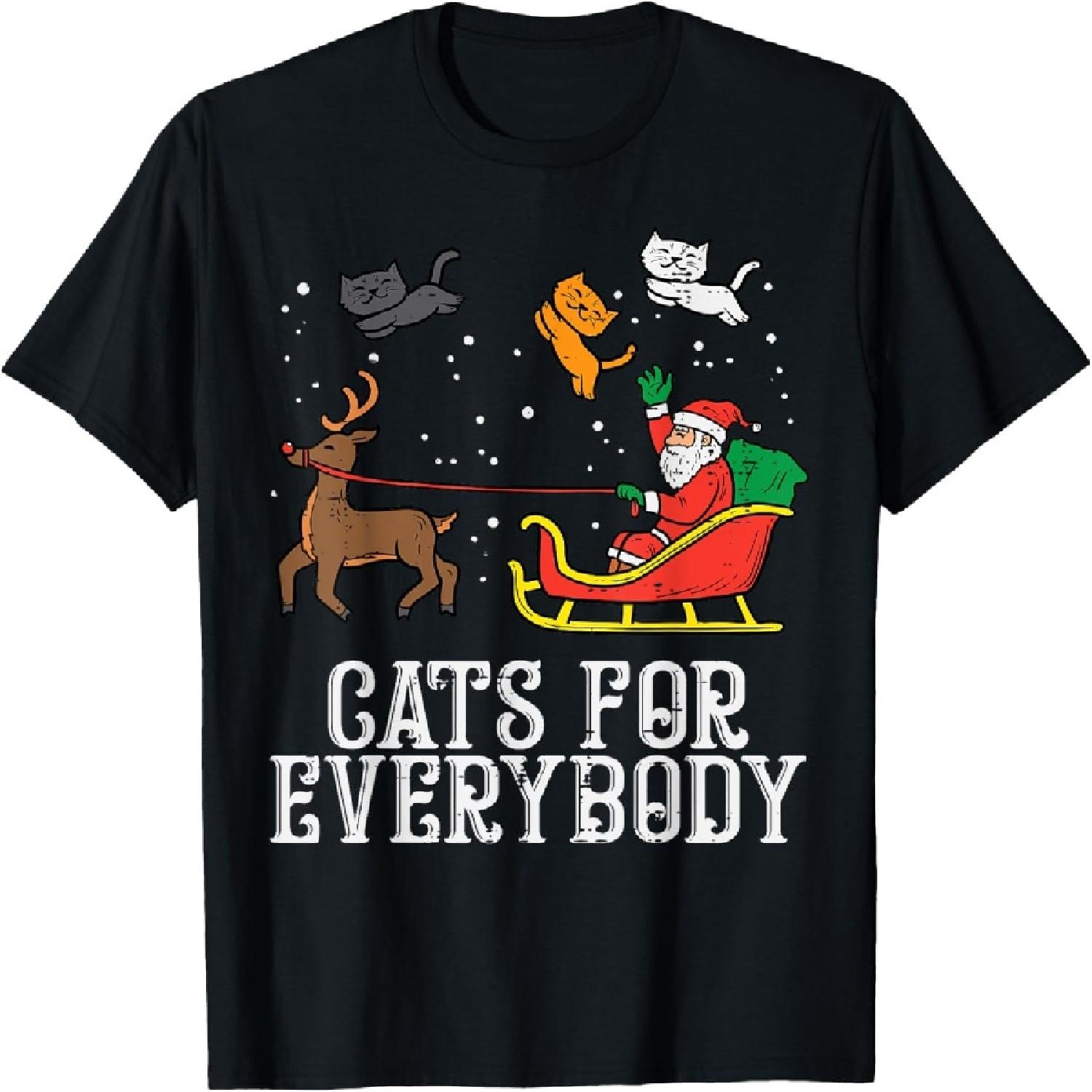 Cats For Everybody Christmas Cat Funny Xmas Women Santa T-Shirt XXXXXL разноцветный