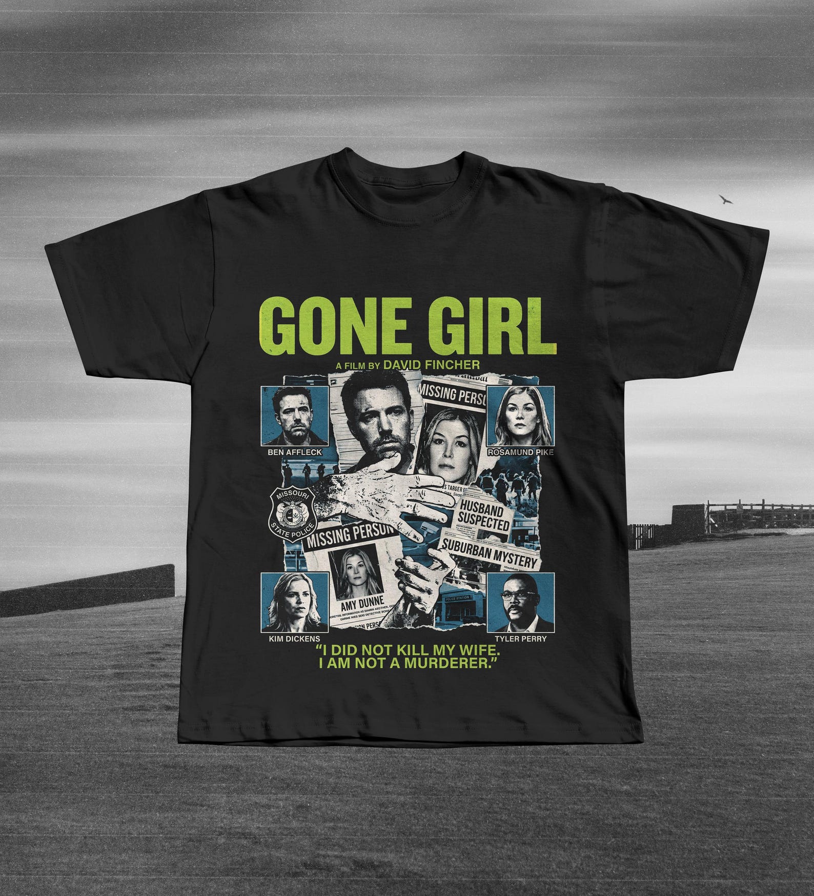 Gone Girl Movie Graphic Tee | David Fincher Thriller Shirt | Amy Dunne Missing Person T-Shirt XL