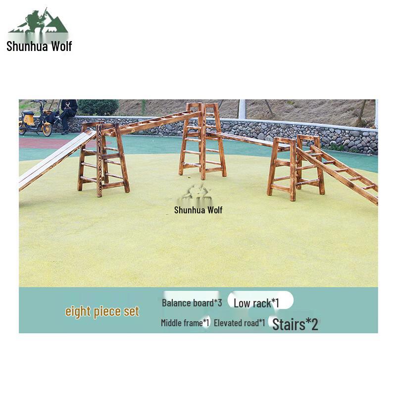 Shunhualang Outdoor Carbonized Wood Adult Sensory Training Climbing Set