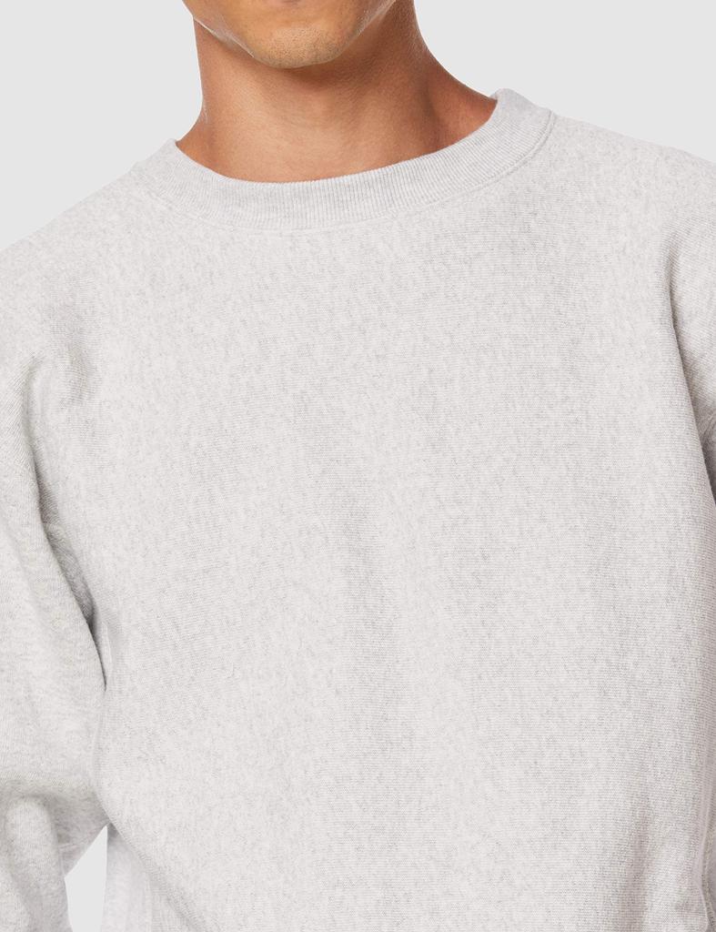 Champion Long Sleeve Reverse Weave Crew Neck Silver Size L Men's Sweatshirt, 11.5oz, Fleece-Lined, Gray, (C3-W004)