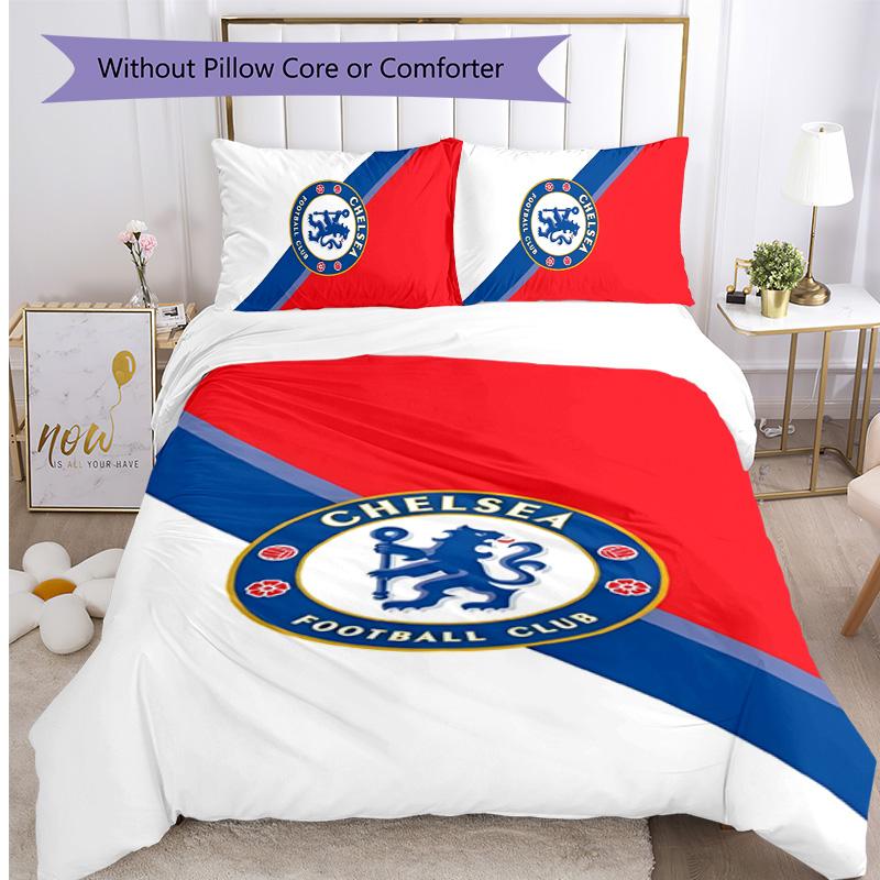 Set Lenzuola 3 Pezzi Stampato Chelsea FC Morbido Delicato sulla Pelle Lavabile Copripiumino e Federe Set Tutte le Stagioni Camera da Letto