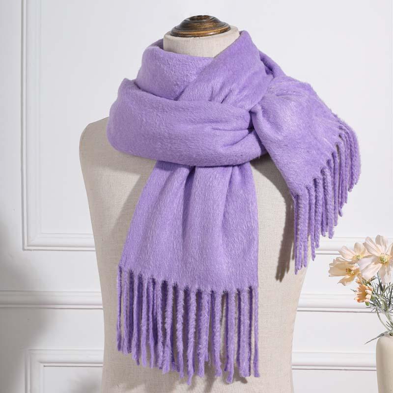 Imitation cashmere scarf women's autumn and winter mink hair men's scarf light luxury high-end sense solid color scarf Korean atmosphere sense