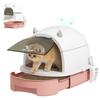 Enclosed Cat Litter Box with Removable Tray, Scoop, and Activated Carbon Filter. Pink