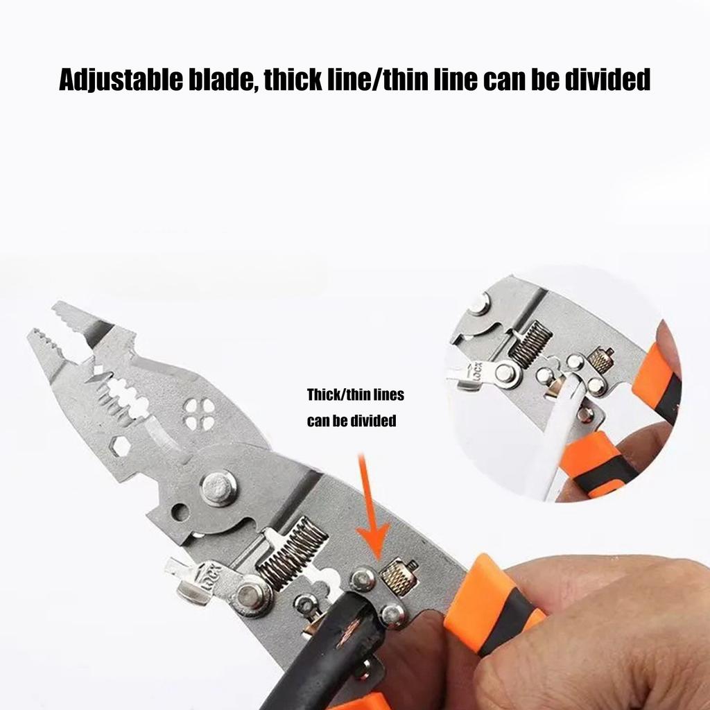 10 In 1 Multifunctional Wire Stripper and Cutter Cable Crimping Tool for Electrical Work with Ergonomic Curved Handle