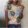 2025 Casual Sports Women's T-shirt Summer New Style Garden Collar Short Sleeve Fresh Floral Loose Lightweight Fabric Casual