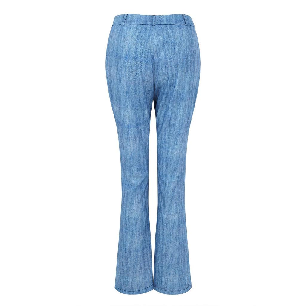 2023 Plus Size European & American Butterfly Faux Denim Micro-flare Pants