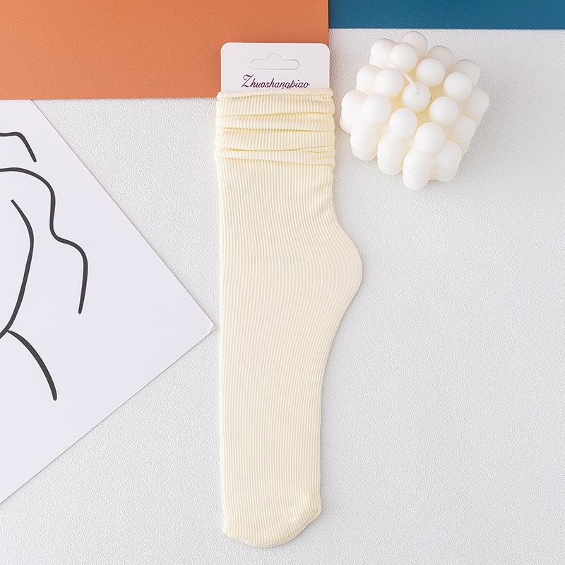 Women Girls Spring Summer Thin Loose Tube Socks Solid Color Black White Red Purple Green Yellow Velvet Breathable Long Socks