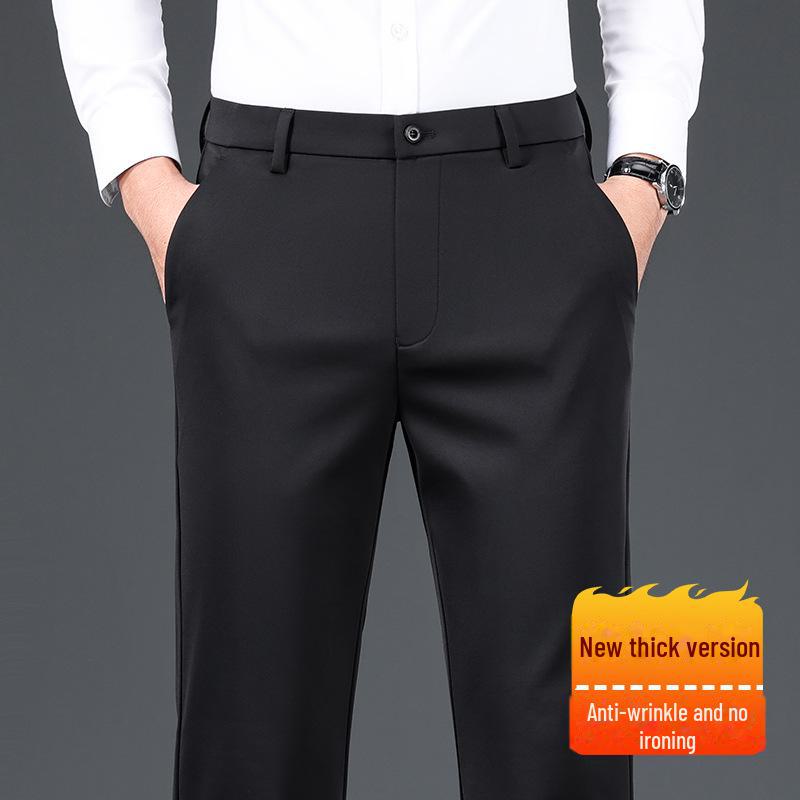 Herren Business Casual Hose mit schwarzem Samtfutter: Herbst-Winter Formeller Anzug Trend.