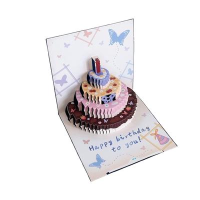 Creative Folding 3D Birthday Card with Envelope Postcard Happy Birthday Card Handmade Surprise Gift Card Party Supplies
