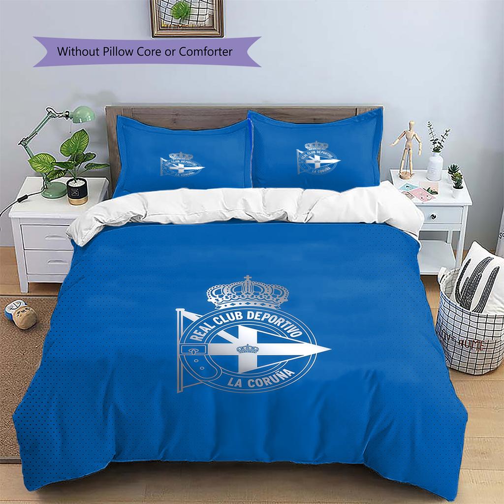 Real Club Deportivo de La Coruña Pattern Bedding Quilt Set Home Decoration Gift (1 * duvet cover + 2 * pillowcase without core).xwn