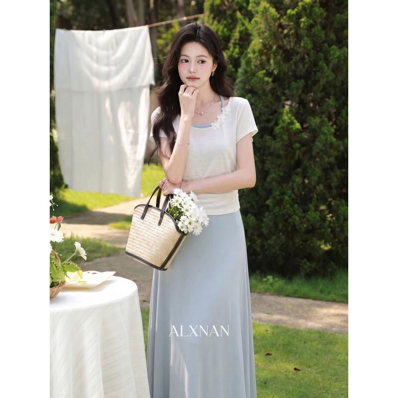 Elegant Blue Summer Maxi Dress L