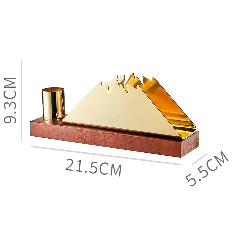 Stainless Steel Tissue Holder Toothpick Tube Gold-plated Napkin Storage Walnut Metal Napkin Rack Tableware Display Rack Gift