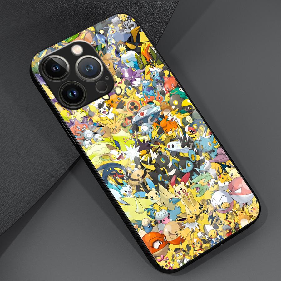 

Pokemon Pikachu Phone Cover Glass Case for iPhone 17 Pro Max 11 Air 12 8 16 XR 14 13 15 Plus iPhone 15 Plus
