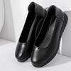 Work Shoes Women's Single Shoes Soft Sole Non-slip Round Head Hotel Work Shoes Middle-aged and Elderly Mother Grandma Women Flat Leather Shoes